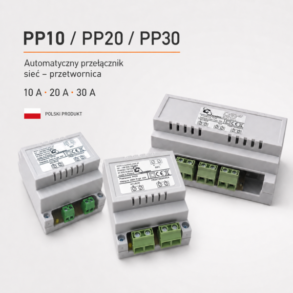 3 warianty PP10, PP20, PP30 przełącznika prezentowana na jednym obrazku.