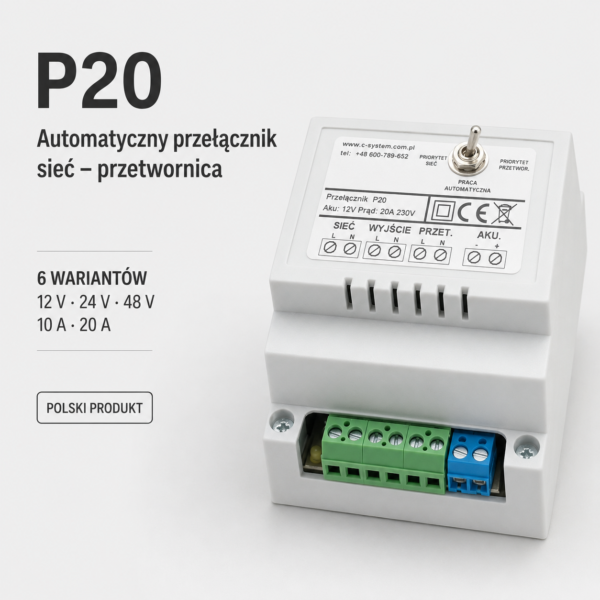 Przełącznik P20 jako przykład i opis pozostałych wariantów.