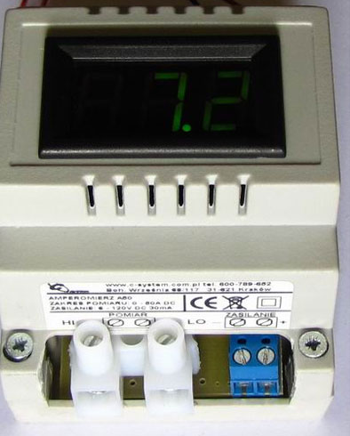 Amperomierz Cyfrowy prądu stałego na szynę DIN A50 - obrazek 2