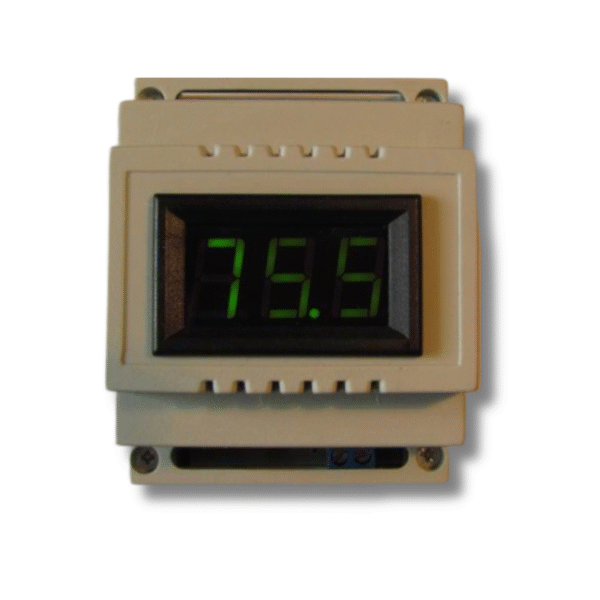 Woltomierz napięcia stałego do montarzu na szynę DIN 35mm 6V – 99V DC