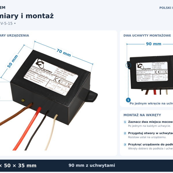 Przekaźnik po stacyjce PK25-12V-5-15 Wymiary i sposób montarzu.